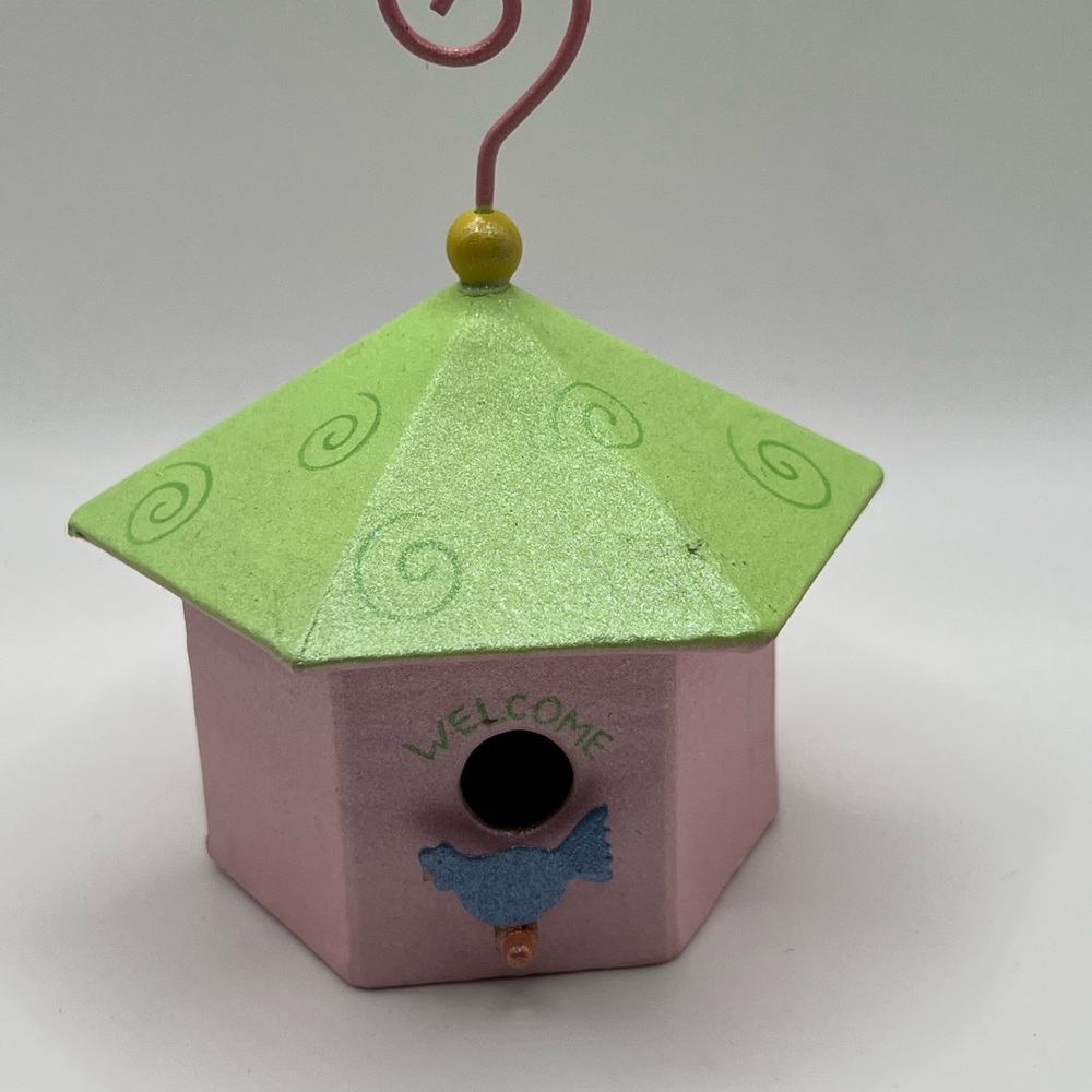 Pastel Pink & Green Decorative Birdhouse